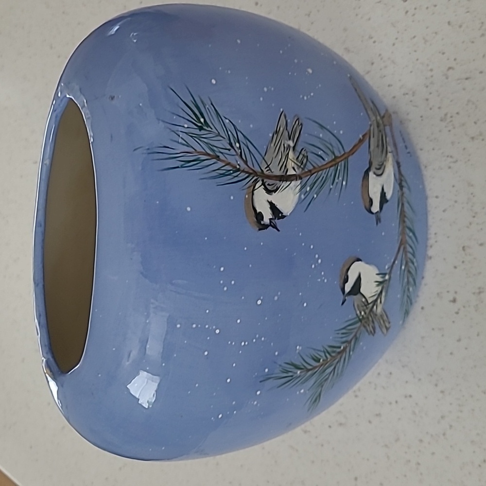 Ceramic Chickadee Vase.